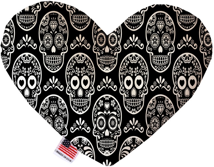 Classic Sugar Skulls 8 Inch Canvas Heart Dog Toy